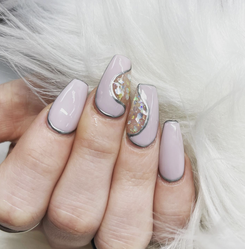 Soft gray nail design