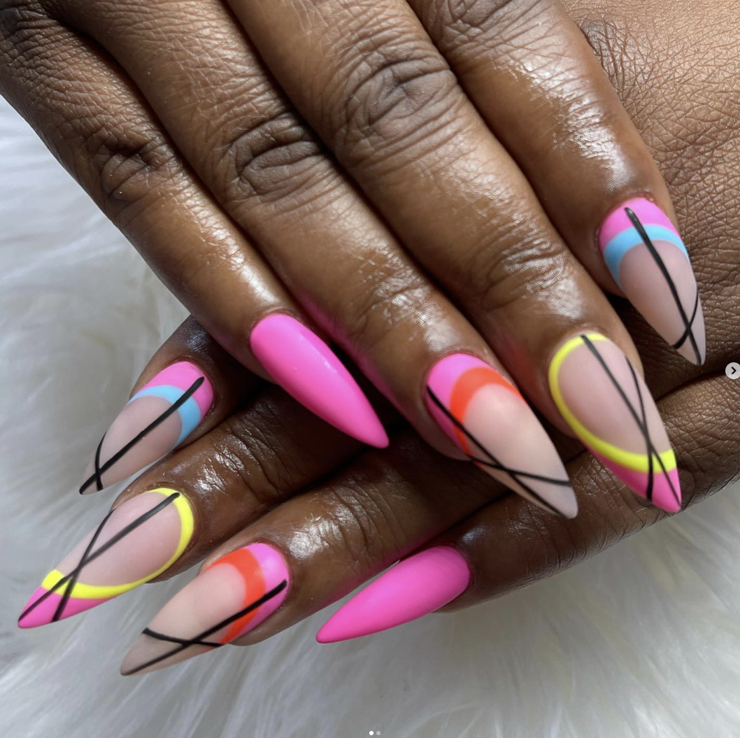 Bright pink nail design