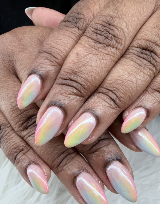 Blue French tip nail design