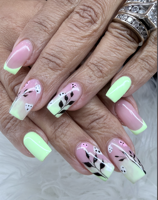 Black and white checker nail design