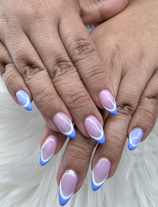 Pink square tip nail design